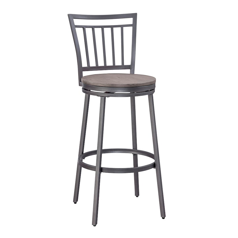 Stockton 30" Metal Swivel Stool - Slate Grey - Grey Oak Seat