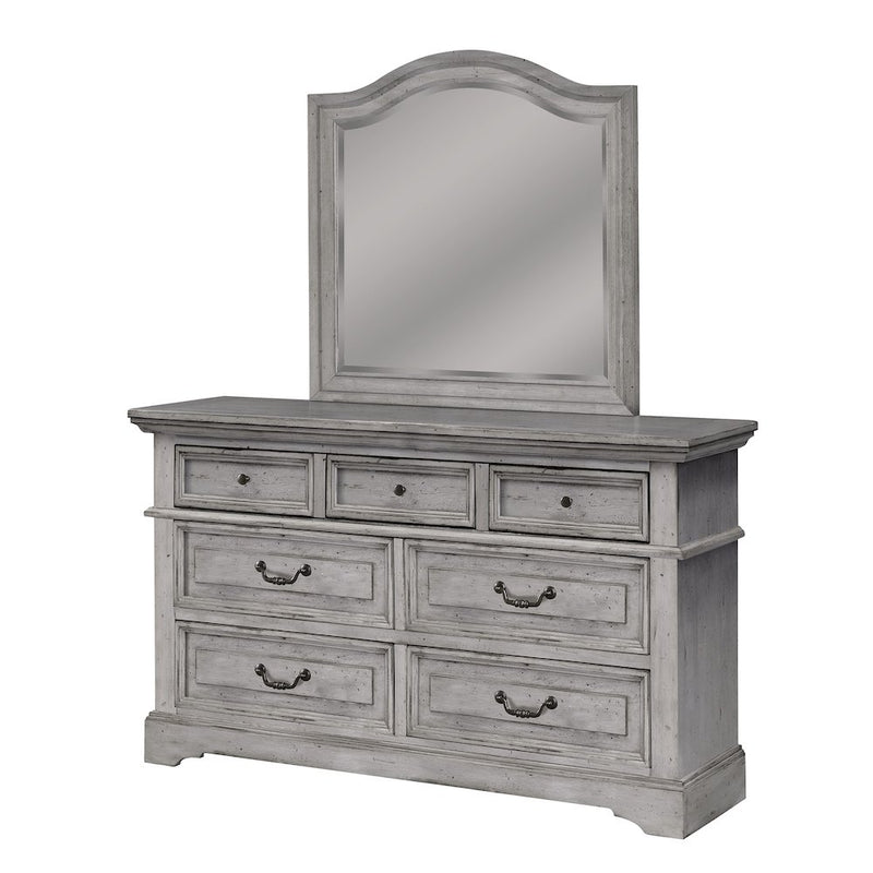 Stonebrook Dresser with Mirror - Light Distressed Antique Gray