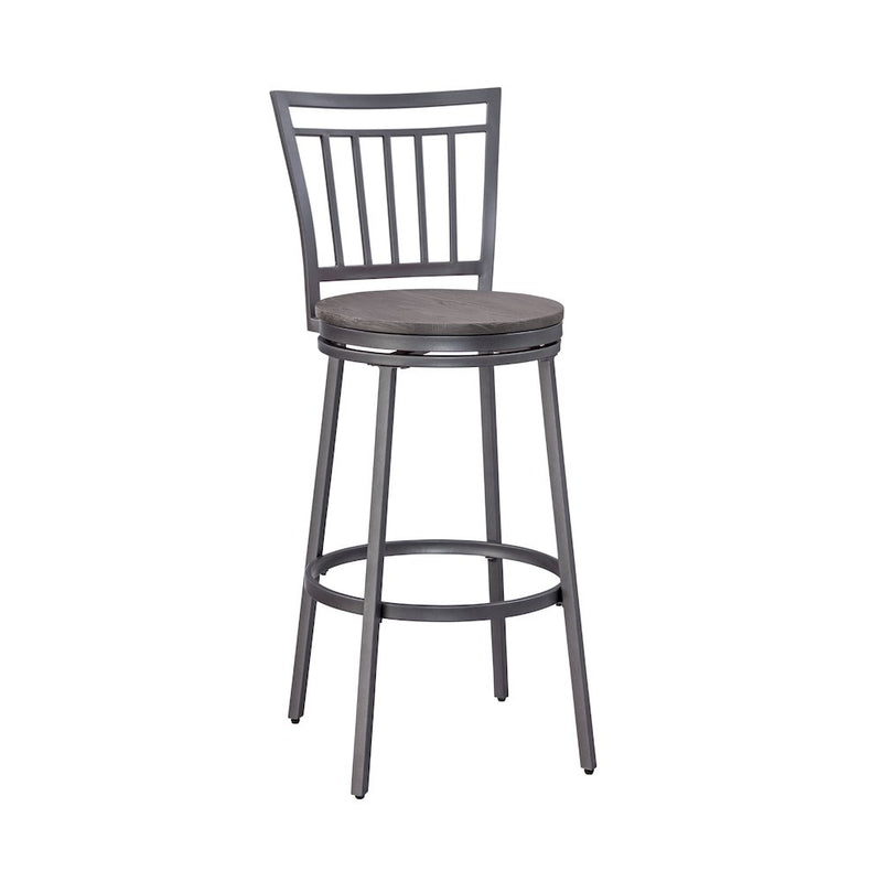 Stockton 25" Metal Swivel Stool - Slate Grey - Grey Oak Seat