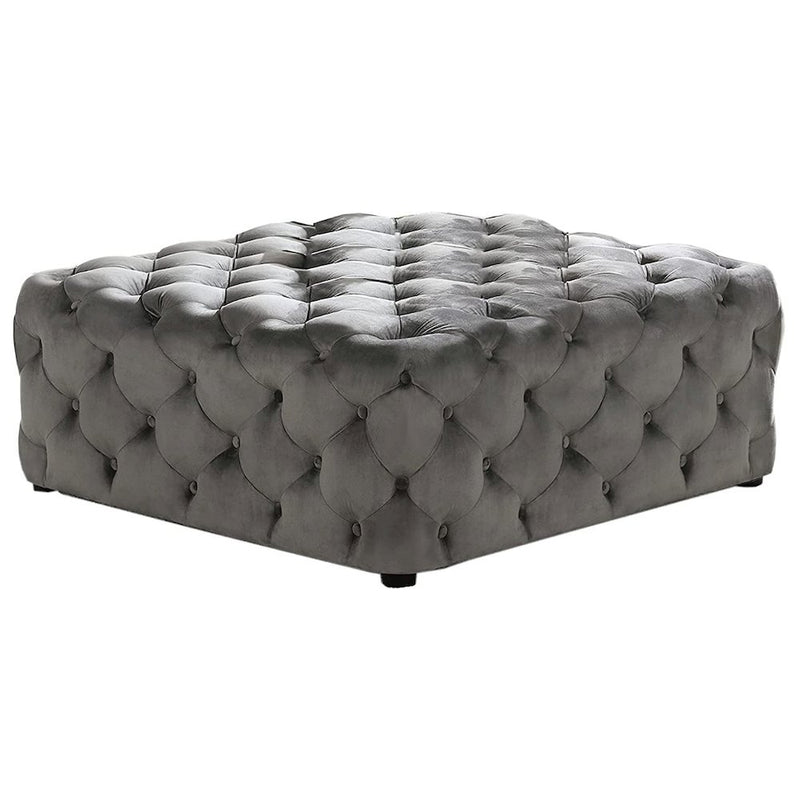 Best Master Furniture Kelly Square Transitional Velvet Fabric Ottoman in Gray