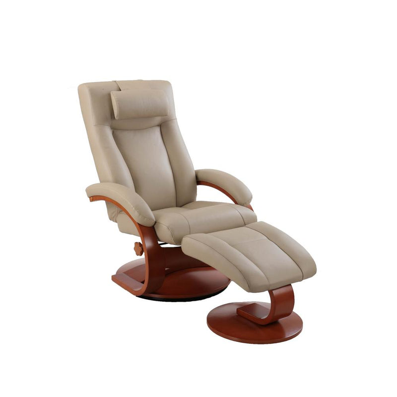 Relax-R™ Hamilton Recliner and Ottoman with Pillow in Cobblestone Top Grain Leather