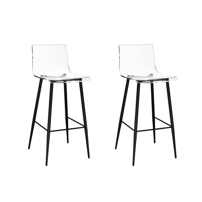 Acrylic Bar Stool, Clear Acrylic/White. Set of 2