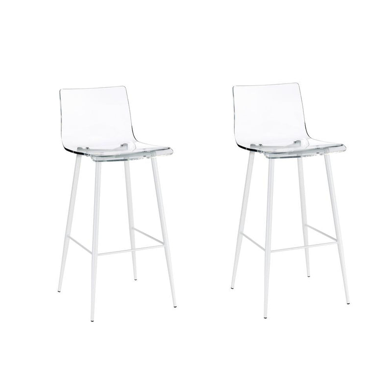 Acrylic Bar Stool in Clear Acrylic/White color. Set of 2