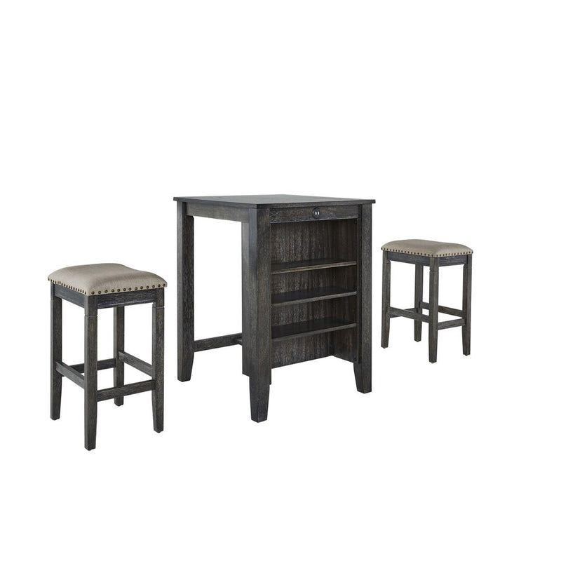 3 Pack (Counter Table & 2 Stools), Black