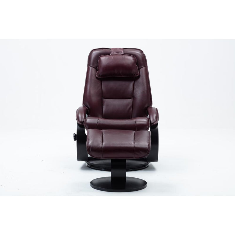 Relax-R™ Brampton Recliner and Ottoman in Merlot Top Grain Leather