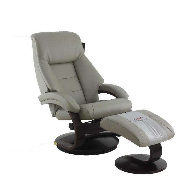 Relax-R™ Montreal Recliner and Ottoman in Putty Top Grain Leather