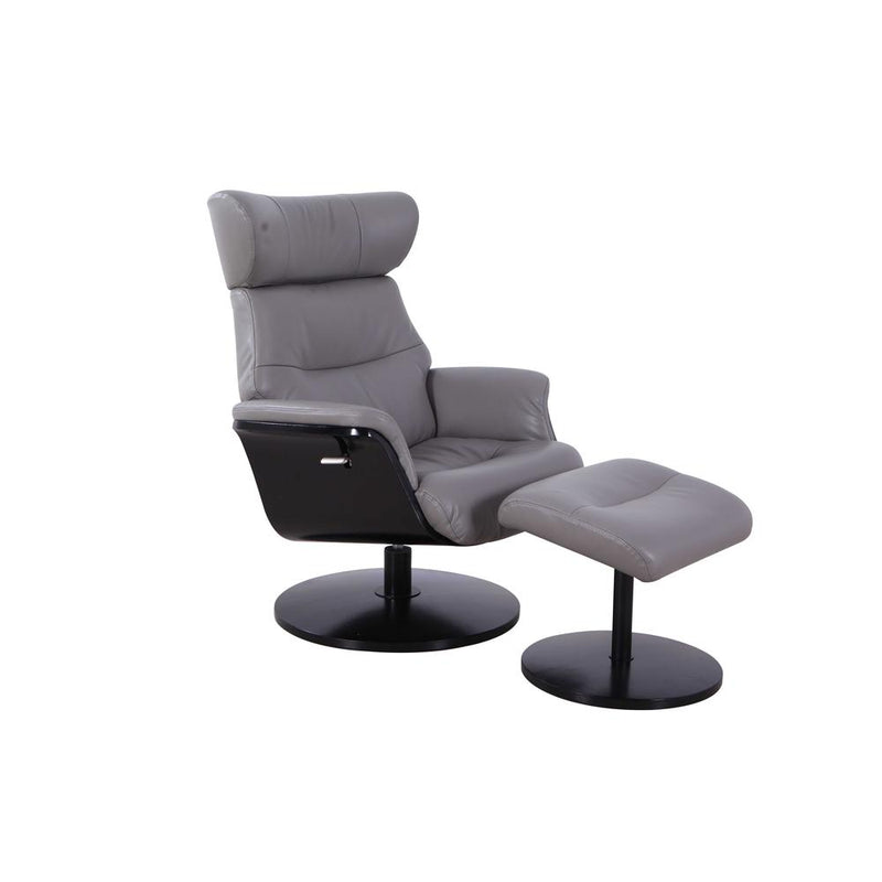 Relax-R™ Sennet Recliner and Ottoman in Steel Air Leather