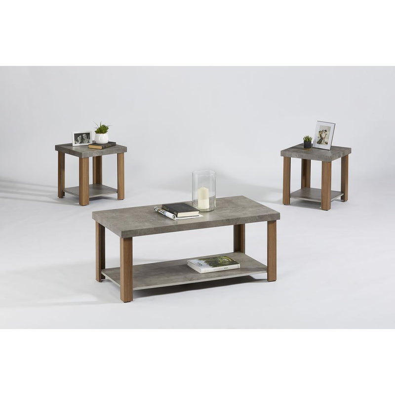 3 Pack (Cocktail & 2 End Tables), Gray/Oak