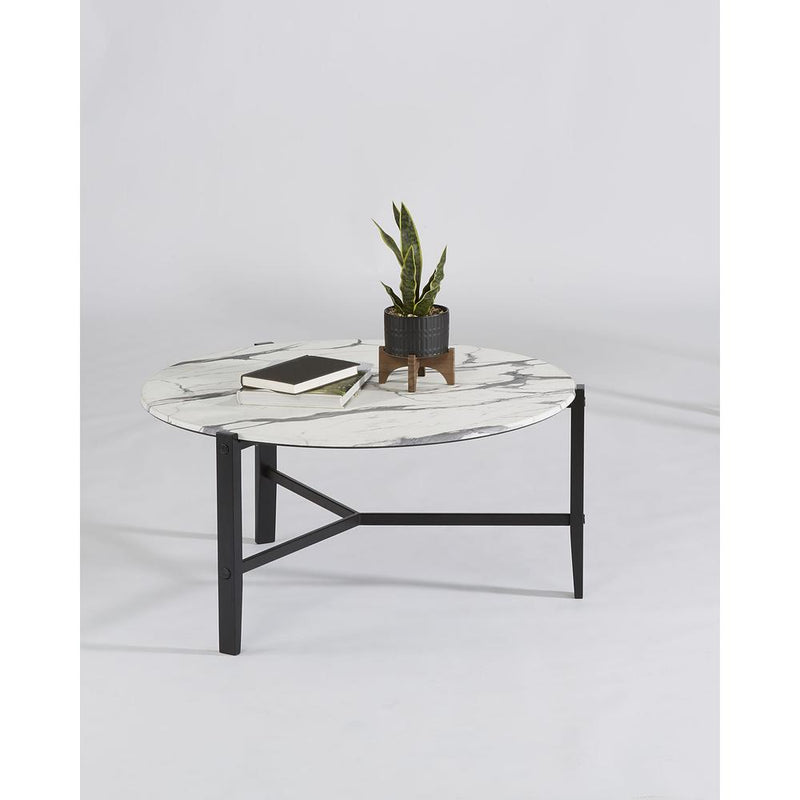 Cocktail Table, Chantilly White/Black Metal