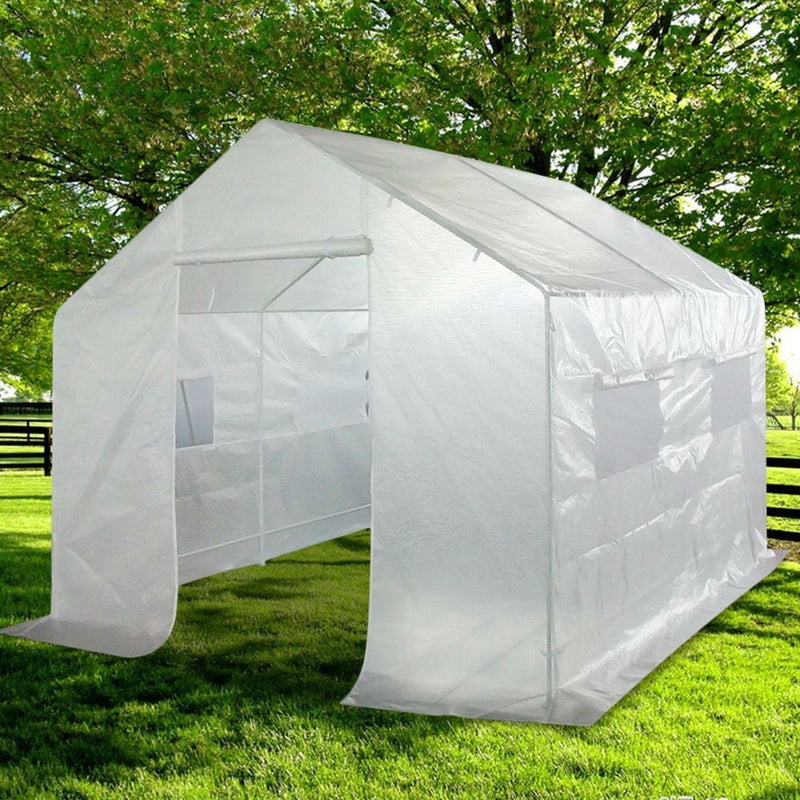 Outdoor 9 x 10 Ft Greenhouse Kit with Heavy Duty Steel Frame and PE Cover