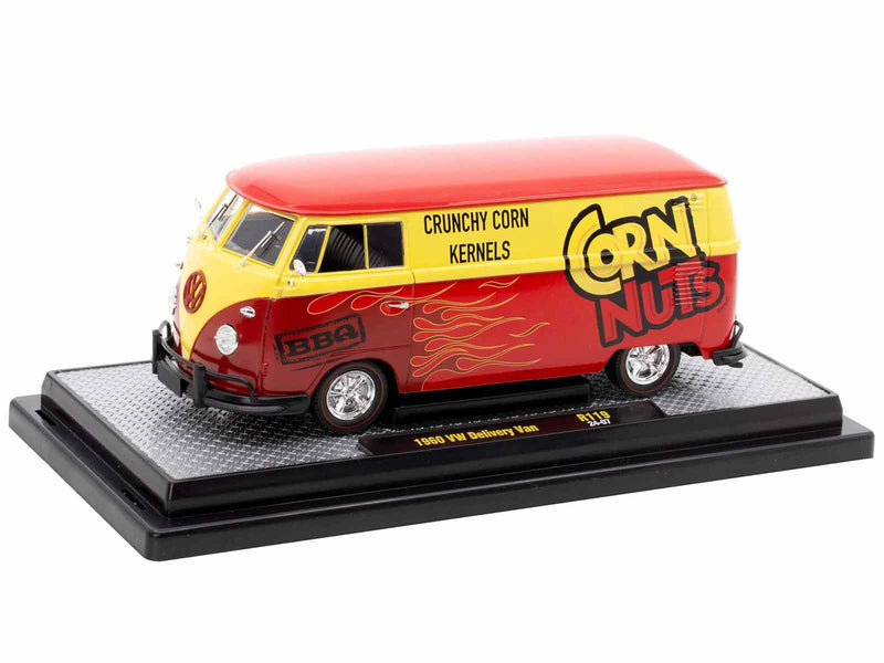 1960 Volkswagen Delivery Van Red and Yellow Corn Nuts BBQ Limited Edition to 6250 pieces Worldwide 1/24 Diecast Model Car by M2 Machines