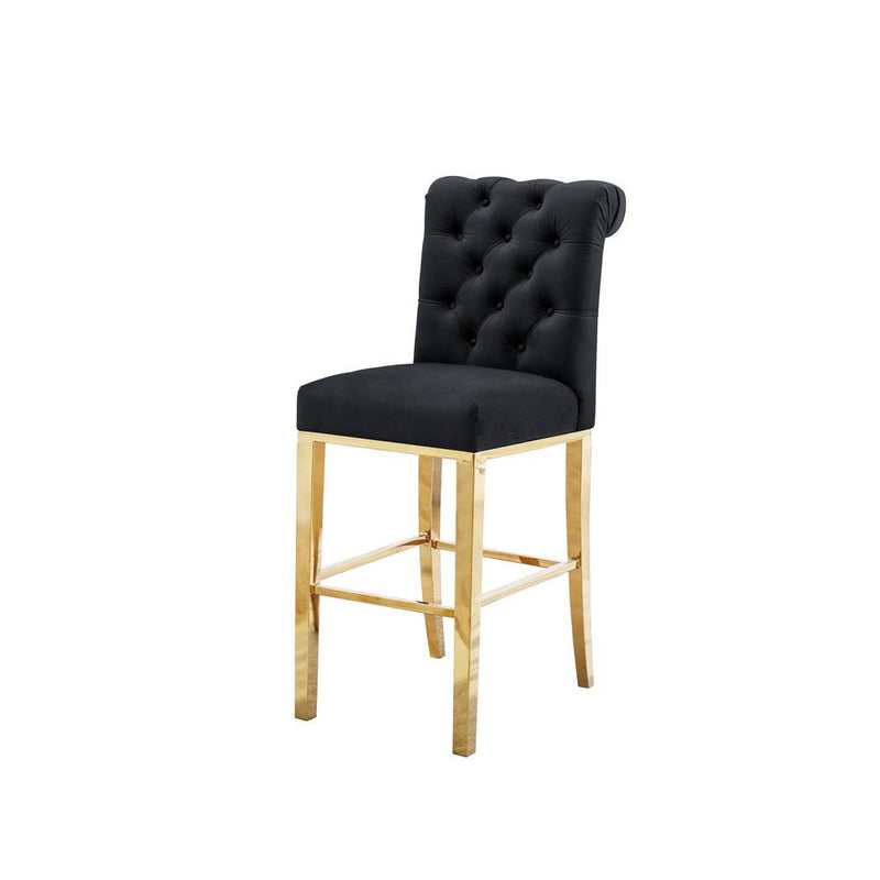 29" Cream velvet barstool with gold color base (SET OF 2)