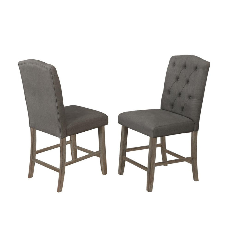 Counter Height Chairs with Tufted Buttons and Footrest, Gray