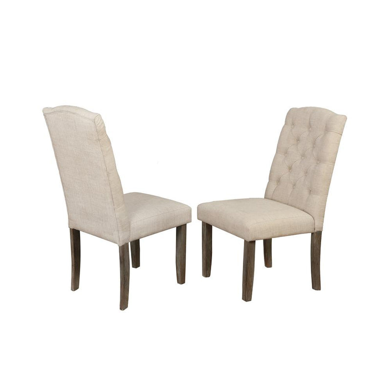 Upholstered Side Chair with Tufted Buttons, Beige