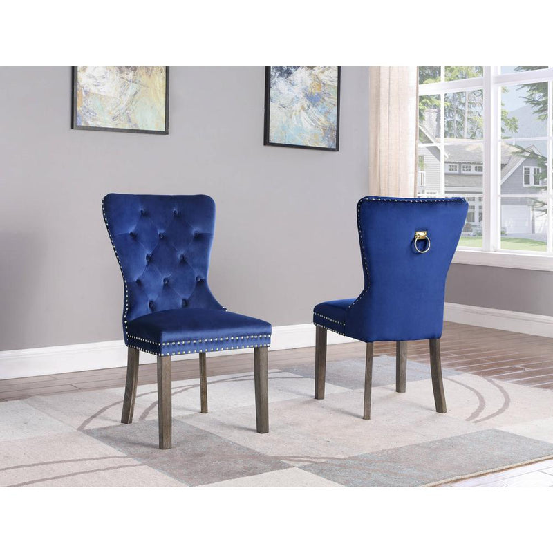 Navy Blue Velvet Tufted Dining Side Chair - Set of 2