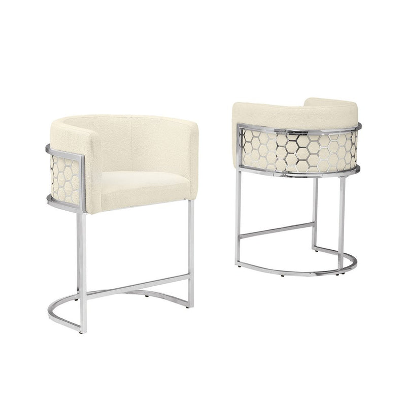 Best Quality furnitutre Cream with silver barstool, Set of two