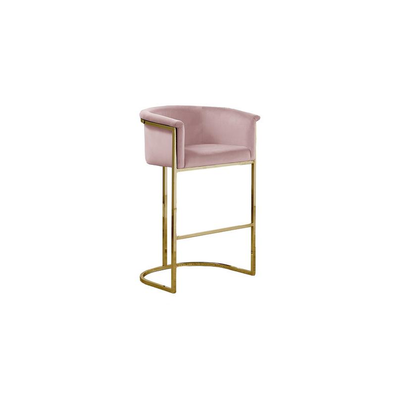 29" Pink Upholstered Barstool with Gold Base -Single