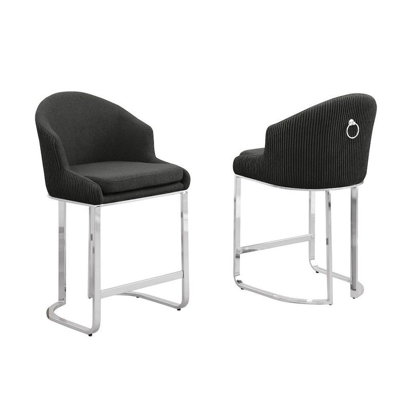 Best Quality Furniture Black With Silver Barstool, Set Of Two