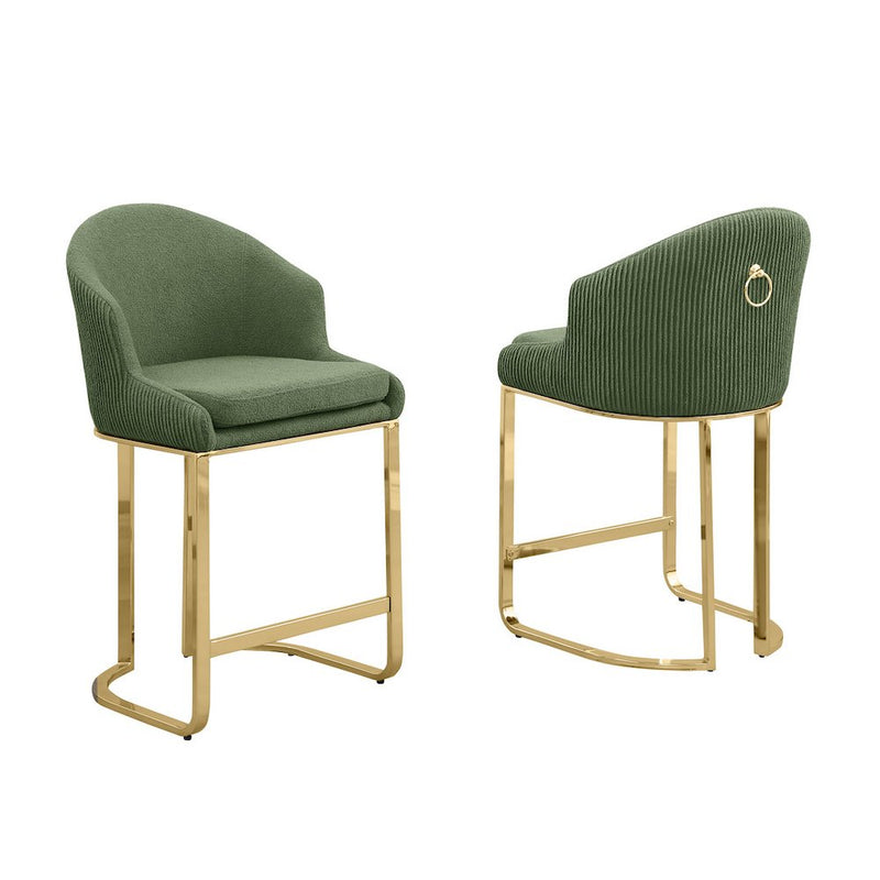 Best Quality Furniture Green With Gold Barstool, Set Of Two