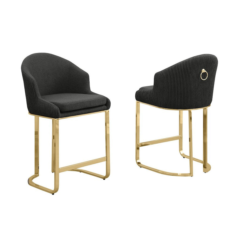 Best Quality Furniture Black With Gold Barstool, Set Of Two