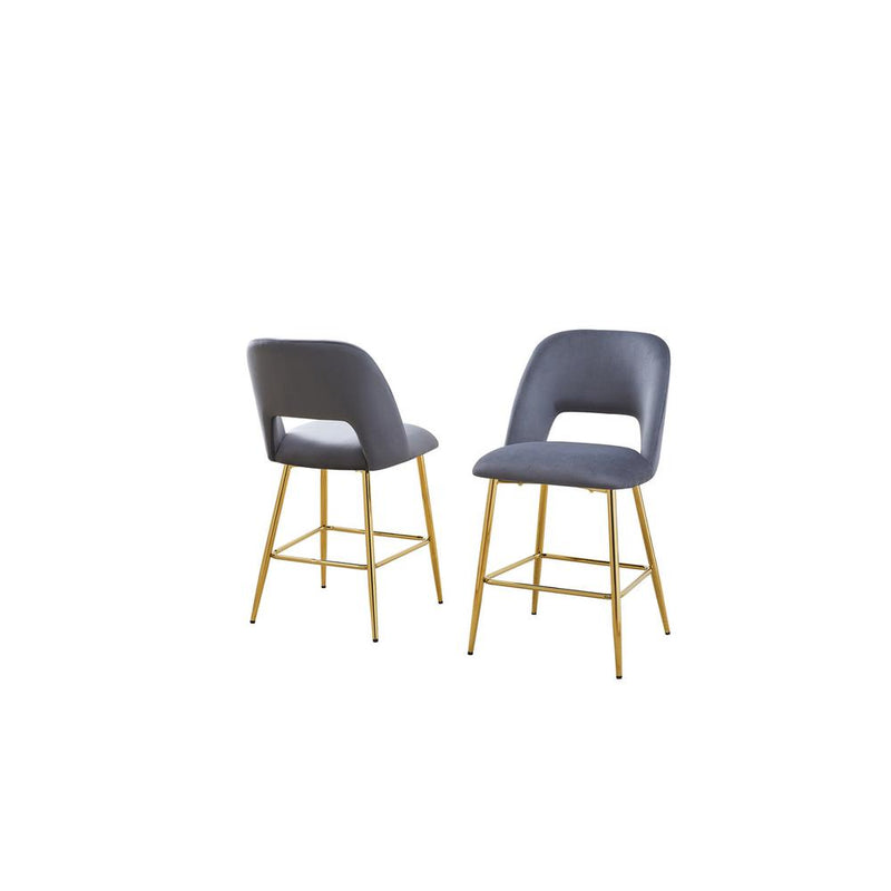 Dark gray with gold base bar stool (SET OF 2)