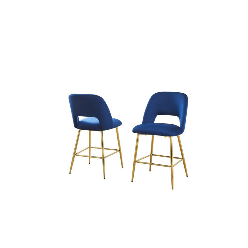 Navy blue with gold base bar stool (SET OF 2)