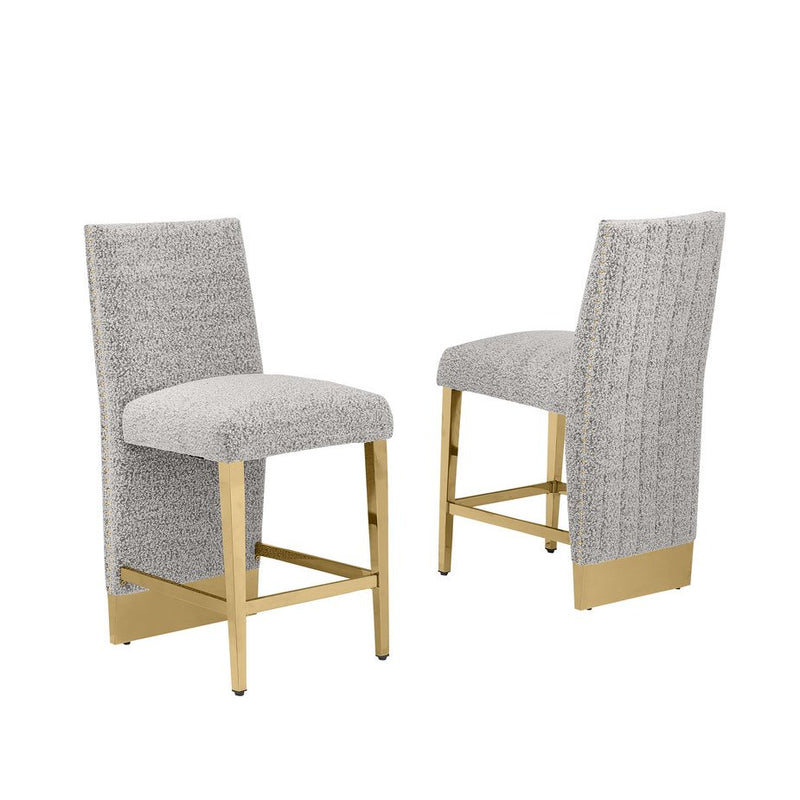 Luxe Rich gray boucle barstools - Set of 2