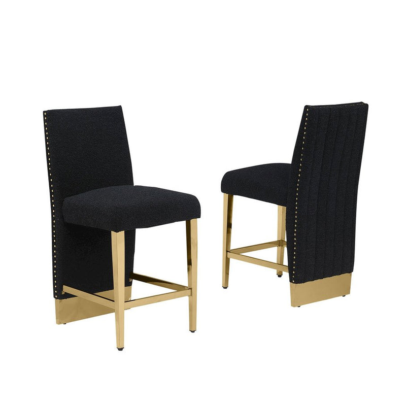 Luxe Black boucle barstools - Set of 2