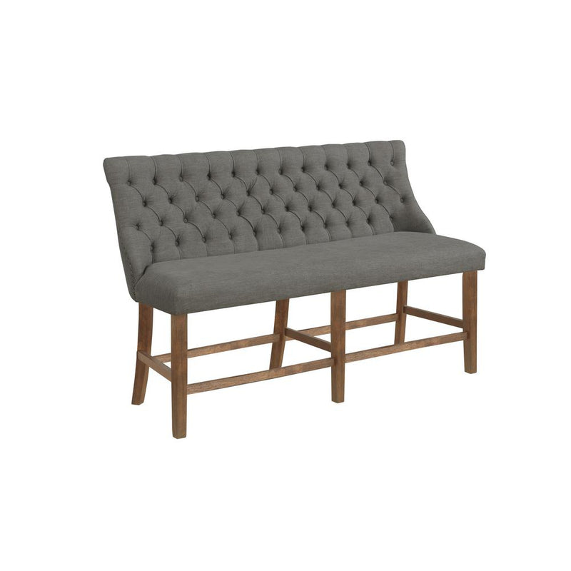 Walnut Dining Bench With Nailhead Trim (Single), Dark Grey