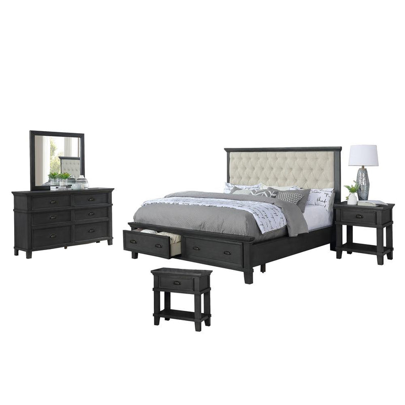 Sandy Platform 5 Piece Bedroom Set with extra Night Stand, Eastern King