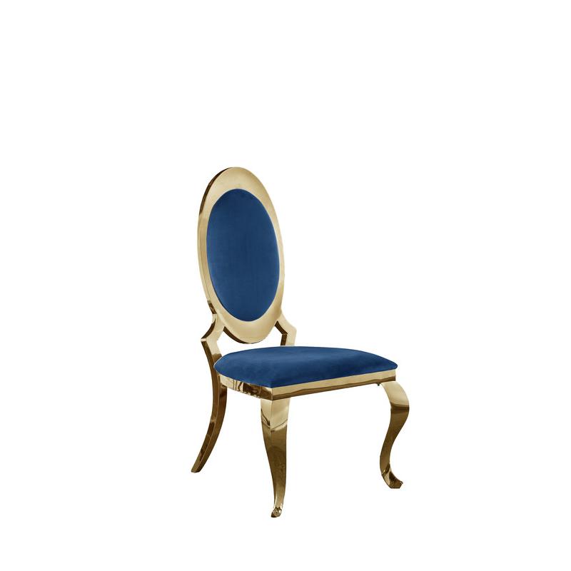 Velvet Uph. Dining Chair, Gold Stainless Steel Frame (Set of 2) - Navy Blue