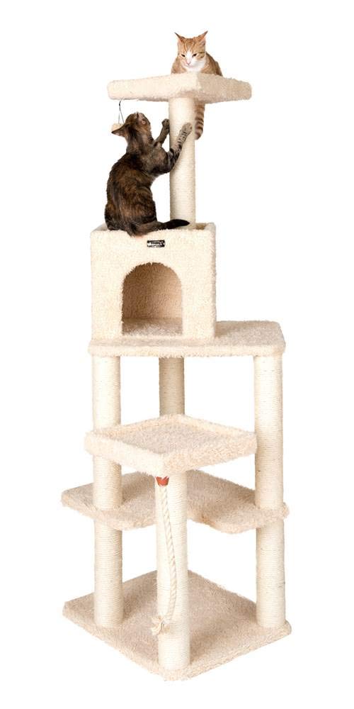 Armarkat Real Wood Cat Tower, Ultra thick Faux Fur Covered Cat Condo House A6902, Beige