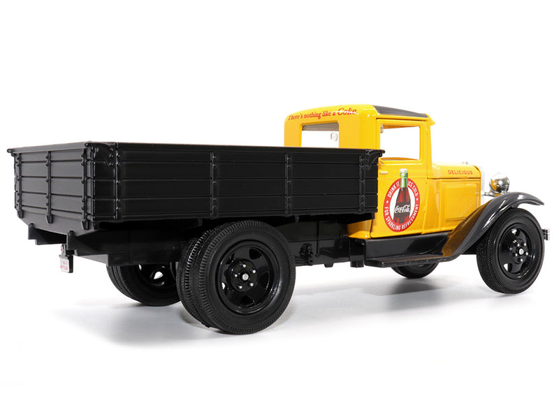 1931 Ford Model AA Pickup Truck Yellow and Black Drink it Ice Cold for Sparkling Refreshment - Coca-Cola 1/24 Diecast Model Car by Motor City Classics