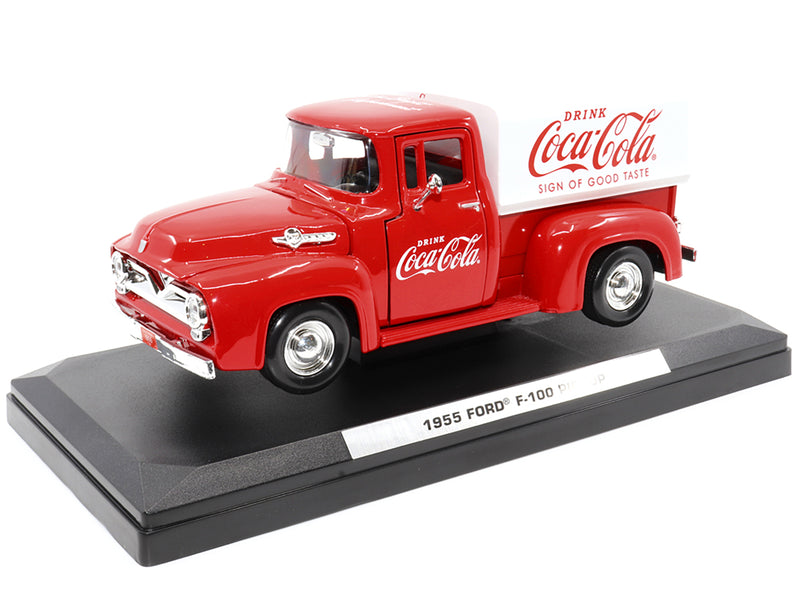 1955 Ford F-100 Pickup Truck Red with White Canopy Drink Coca-Cola 1/24 Diecast Model Car by Motor City Classics