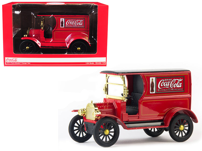 1917 Ford Model T Cargo Van Coca-Cola Red with Black Top 1/24 Diecast Model Car by Motorcity Classics