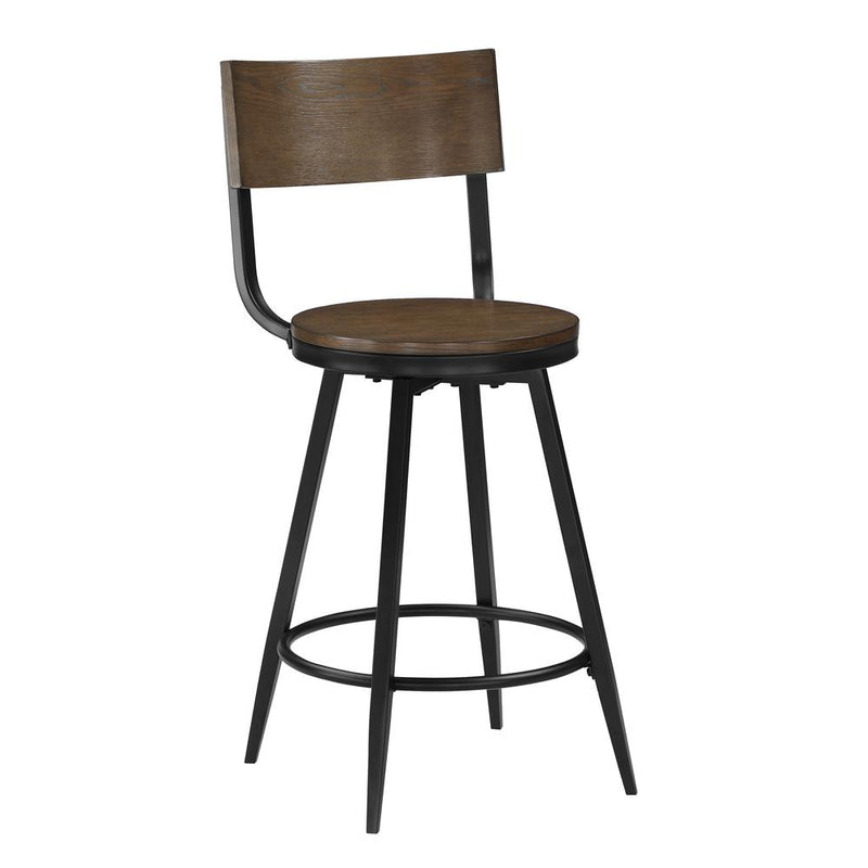 Dalia Brown Wood and Metal Swivel Stool