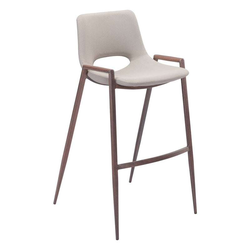 Desi Barstool (Set of 2) Beige & Walnut