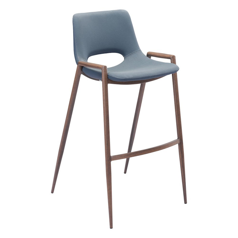 Desi Barstool (Set of 2) Blue & Walnut