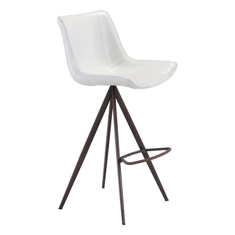 Aki Barstool (Set of 2) White & Walnut