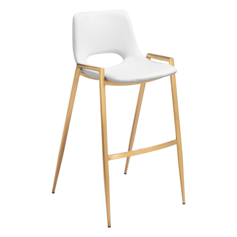 Desi Barstool (Set of 2) White & Gold