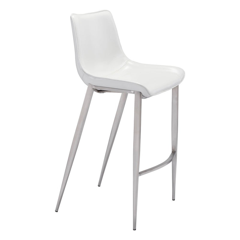 Magnus Barstool (Set of 2) White & Silver