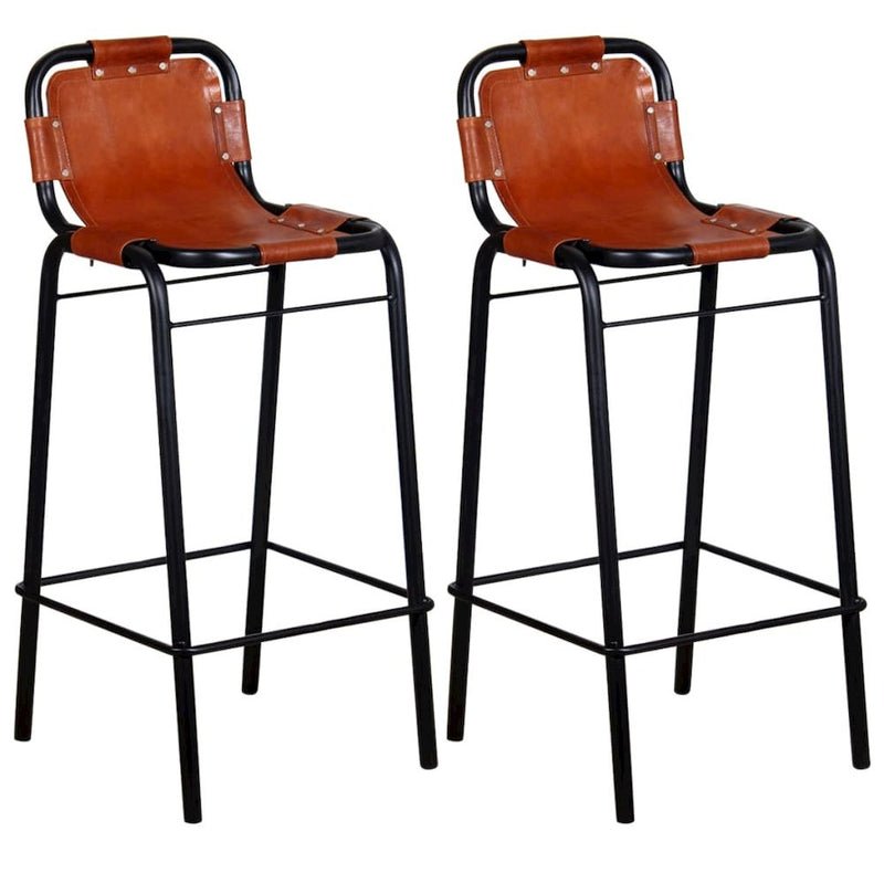 vidaXL Bar Stools 2 pcs Real Leather, 244248