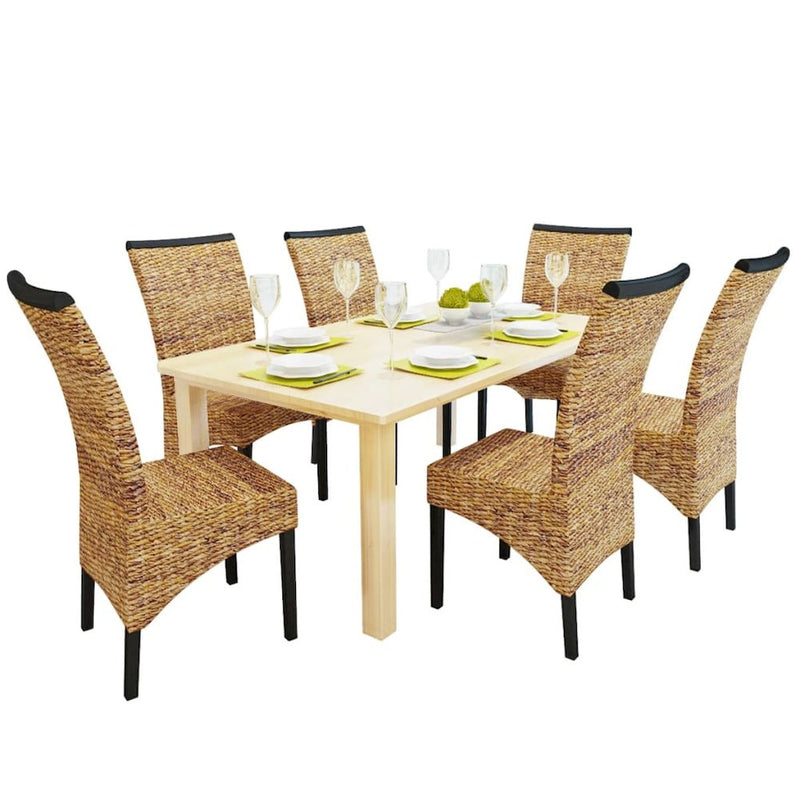 vidaXL Dining Chairs 6 pcs Abaca and Solid Mango Wood, 274199