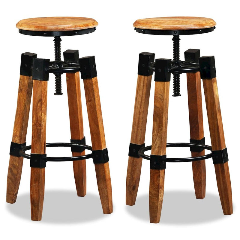 vidaXL Bar Stools 2 pcs Solid Mango Wood, 244589