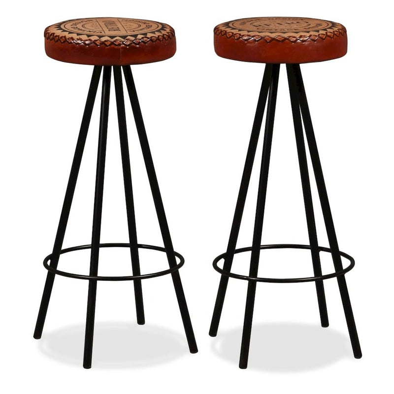 vidaXL Bar Stools 2 pcs Real Leather, 245447