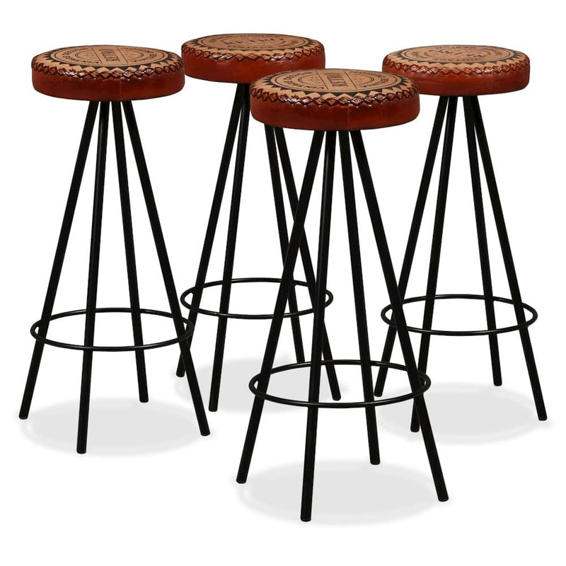 vidaXL Bar Stools 4 pcs Real Leather, 245448