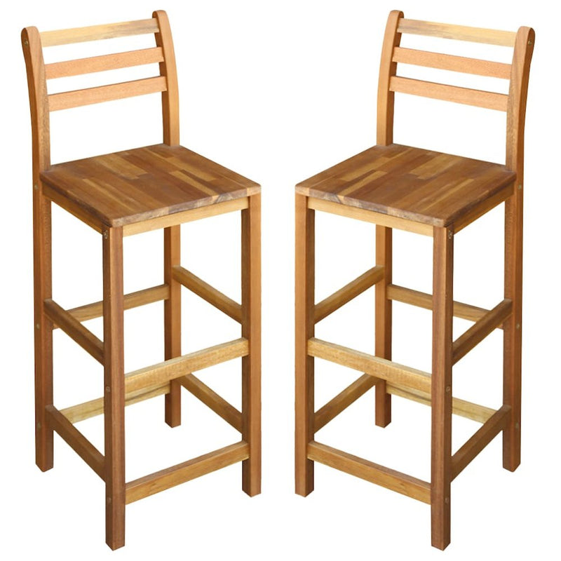 vidaXL Bar Chairs 2 pcs Solid Acacia Wood, 44130