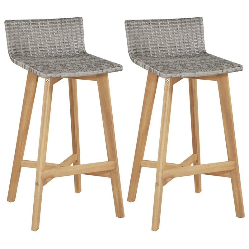 vidaXL Bar Chairs 2 pcs Solid Acacia Wood, 44229