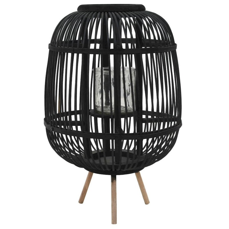 vidaXL Freestanding Candle Lantern Holder Bamboo Black, 246820