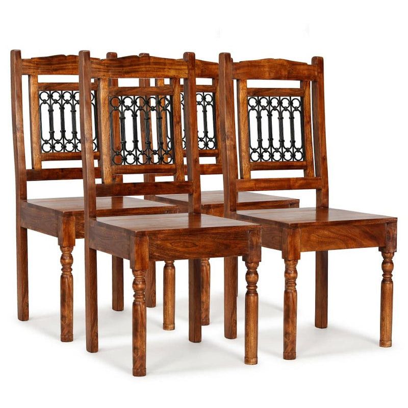 vidaXL Dining Chairs 4 pcs Solid Wood with Sheesham Finish Classic, 275271